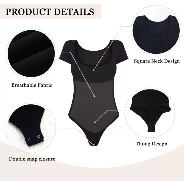 SHAPERX Scoop Neck Bodysuit for Women Seamless Tummy Control Shapewear Thong Sculpting Body Shaper
