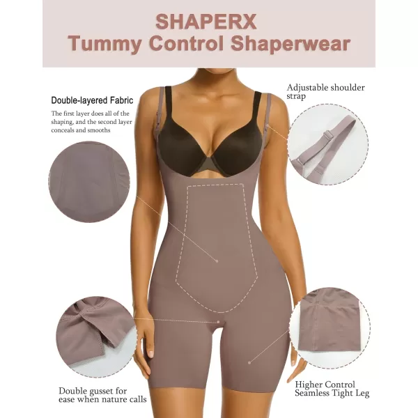 SHAPERX Shapewear for Women Tummy Control Open Bust Thigh Slimmer Body Shaper
