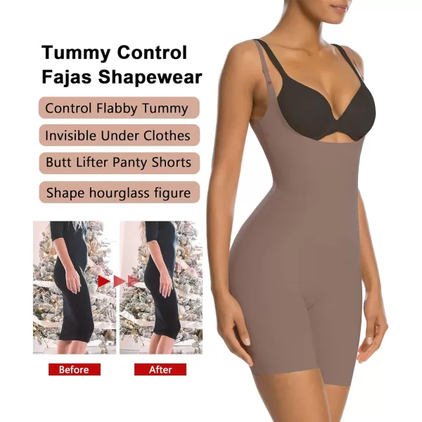SHAPERX Shapewear for Women Tummy Control Open Bust Thigh Slimmer Body Shaper