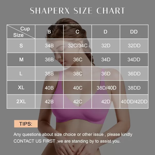SHAPERX Wireless Scoop Bras for Women Small to Plus Size Seamless Everyday Bra with Removable Pads