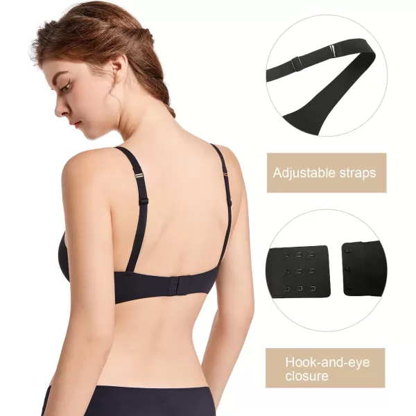 SHAPERX Wireless Scoop Bras for Women Small to Plus Size Seamless Everyday Bra with Removable Pads