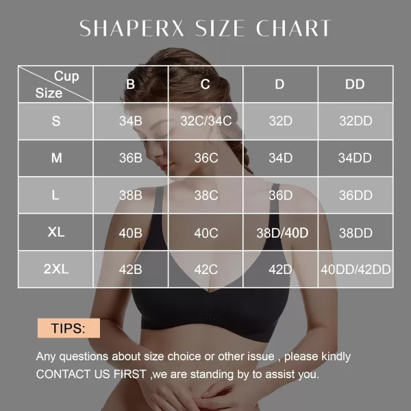 SHAPERX Wireless Scoop Bras for Women Small to Plus Size Seamless Everyday Bra with Removable Pads