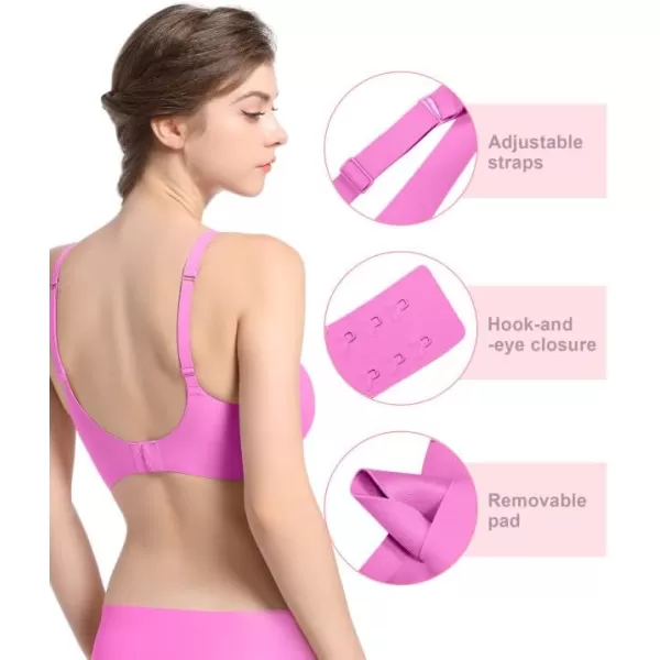 SHAPERX Wireless Scoop Bras for Women Small to Plus Size Seamless Everyday Bra with Removable Pads