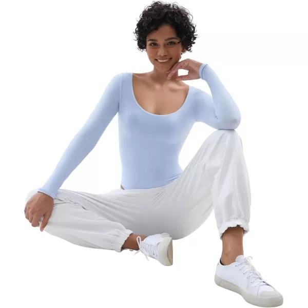 SHAPERX Women's Soft Crew Neck Bodysuit Fits Everybody Long Sleeve Body Suits Tops