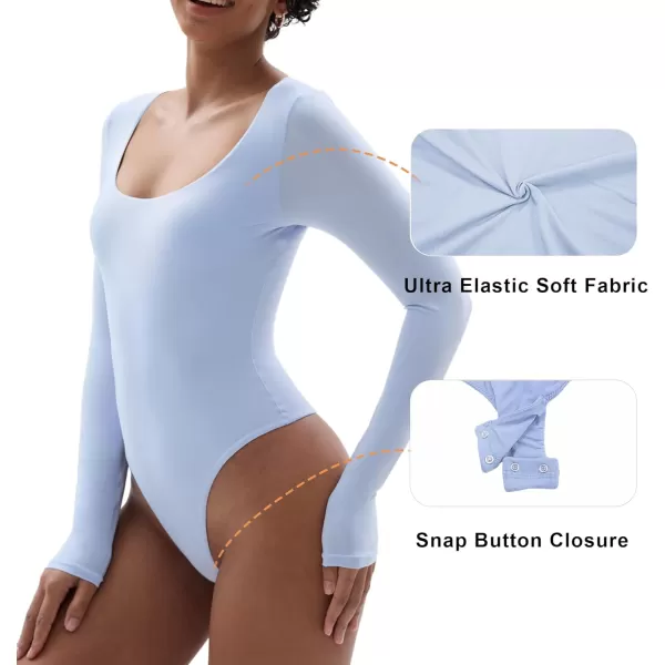SHAPERX Women's Soft Crew Neck Bodysuit Fits Everybody Long Sleeve Body Suits Tops