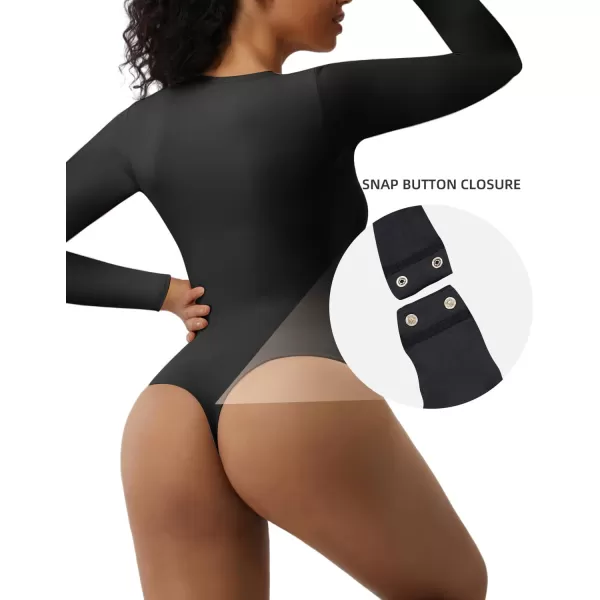 SHAPERX Women's Soft Crew Neck Bodysuit Fits Everybody Long Sleeve Body Suits Tops
