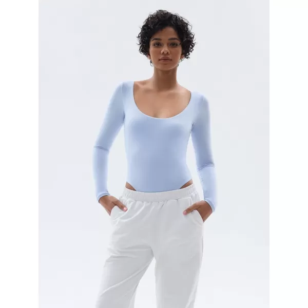 SHAPERX Women's Soft Crew Neck Bodysuit Fits Everybody Long Sleeve Body Suits Tops