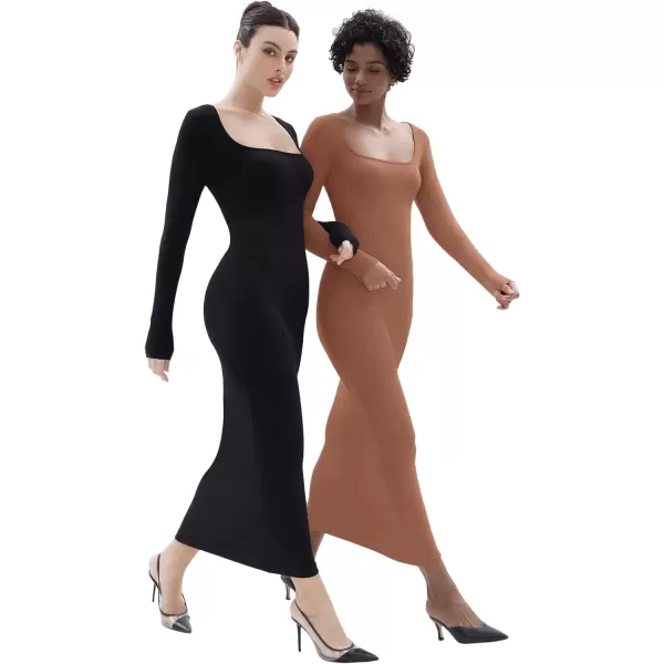 SHAPERX Women's Soft Lounge Slip Dress Sexy Ribbed Bodycon Dresses