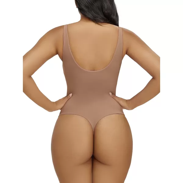 SHAPERX Women's Square Neck Bodysuit Fit Everybody No Compression Sleeveless Body Suits