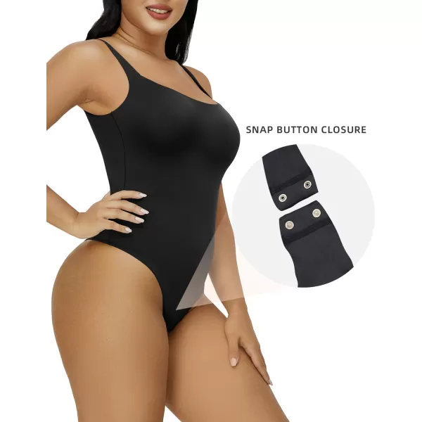 SHAPERX Women's Square Neck Bodysuit Fit Everybody No Compression Sleeveless Body Suits