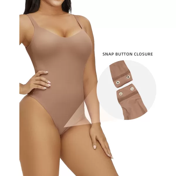 SHAPERX Women's Square Neck Bodysuit Fit Everybody No Compression Sleeveless Body Suits
