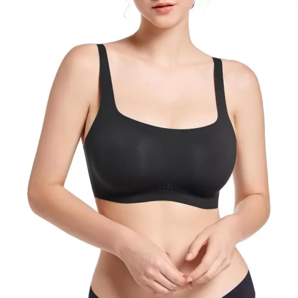 SHAPERX Wireless Scoop Bras for Women Small to Plus Size Seamless Everyday Bra with Removable Pads