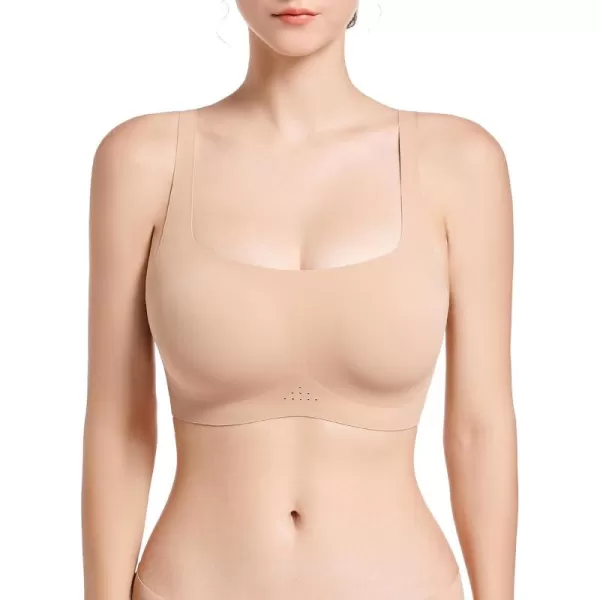 SHAPERX Wireless Scoop Bras for Women Small to Plus Size Seamless Everyday Bra with Removable Pads