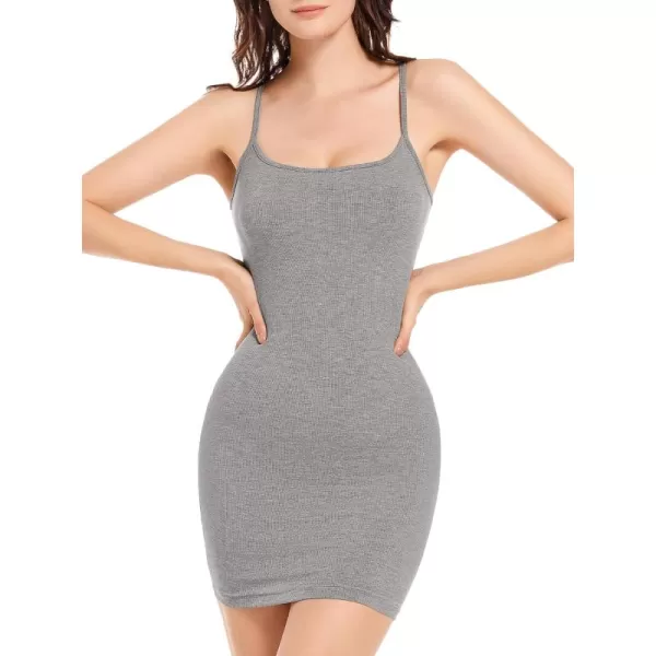 SHAPERX Women's Soft Lounge Slip Dress Sexy Ribbed Bodycon Dresses
