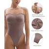 imageSHAPERX Strapless Shortie Bodysuit for Women Tummy Control Shapewear Seamless Sculpt Body Shaper with Removable StrapsUmber Thong