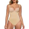 imageSHAPERX Open Bust Shapewear Tummy Control Bodysuits for Women Seamless Compression High Waisted Body ShaperBeige Thong