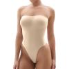 imageSHAPERX Strapless Shortie Bodysuit for Women Tummy Control Shapewear Seamless Sculpt Body Shaper with Removable StrapsBeige Thong
