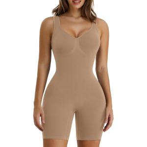imageSHAPERX Womens Shaping MidThigh Bodysuit Tummy Control Shapewear Seamless Sculpting Body ShaperSienna