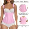 imageSHAPERX Waist Trainer Corset for Women Tummy Control Sport Girdle Hourglass Waist Cincher Body Shaper with Steel BonedPink