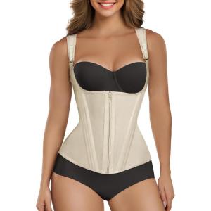 imageSHAPERX Waist Trainer Corset for Women Tummy Control Sport Girdle Hourglass Waist Cincher Body Shaper with Steel BonedBeige