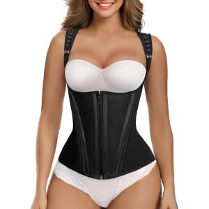 imageSHAPERX Waist Trainer Corset for Women Tummy Control Sport Girdle Hourglass Waist Cincher Body Shaper with Steel BonedBlack