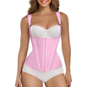 imageSHAPERX Waist Trainer Corset for Women Tummy Control Sport Girdle Hourglass Waist Cincher Body Shaper with Steel BonedPink