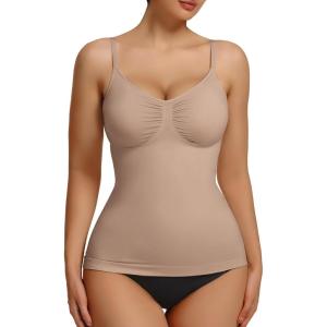 imageSHAPERX Womens Shapewear Tank Tops Seamless Tummy Control Shaping Camisole Adjustable Straps AntiRoll HemSienna