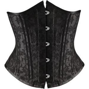imageSHAPERX Womens Waist Training Corsets Underbust Heavy Duty 26 Steel Boned Hourglass Silhouette Body ShaperBlack Brocade