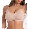 imageSHAPERX Bras for Women Wireless V Mesh Comfortable Bralette Seamless Push Up Everyday Bra with Removable CupsBeige