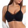 imageSHAPERX Bras for Women Wireless V Mesh Comfortable Bralette Seamless Push Up Everyday Bra with Removable CupsBlack