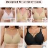 imageSHAPERX Wireless Bras for Women V Mesh Supportive Full Coverage Everyday Bralette No Underwire Seamless T Shirt Push Up BraBeige