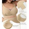 imageSHAPERX Wireless Bras for Women V Mesh Supportive Full Coverage Everyday Bralette No Underwire Seamless T Shirt Push Up BraBeige