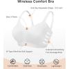 imageSHAPERX Womens Wireless Seamless Bra No Dig Comfort Lightly Lined Full Coverage Bralette for Daily WearWhite