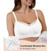 imageSHAPERX Womens Wireless Seamless Bra No Dig Comfort Lightly Lined Full Coverage Bralette for Daily WearWhite