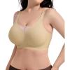 imageSHAPERX Wireless Bras for Women V Mesh Supportive Full Coverage Everyday Bralette No Underwire Seamless T Shirt Push Up BraBeige