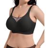 imageSHAPERX Wireless Bras for Women V Mesh Supportive Full Coverage Everyday Bralette No Underwire Seamless T Shirt Push Up BraBlack