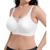 imageSHAPERX Wireless Bras for Women V Mesh Supportive Full Coverage Everyday Bralette No Underwire Seamless T Shirt Push Up BraWhite