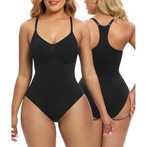 imageSHAPERX Bodysuit for Women Tummy Control Shapewear Racerback Seamless Sculpting Body Shaper Tank TopBlack