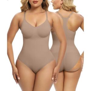 imageSHAPERX Bodysuit for Women Tummy Control Shapewear Racerback Seamless Sculpting Body Shaper Tank TopSienna