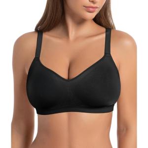imageSHAPERX Womens Wireless Seamless Bra No Dig Comfort Lightly Lined Full Coverage Bralette for Daily WearBlack