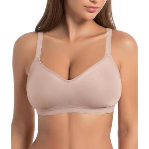 imageSHAPERX Womens Wireless Seamless Bra No Dig Comfort Lightly Lined Full Coverage Bralette for Daily WearToasted Almond