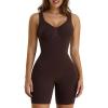 imageSHAPERX Womens Shaping MidThigh Bodysuit Tummy Control Shapewear Seamless Sculpting Body ShaperCoffee