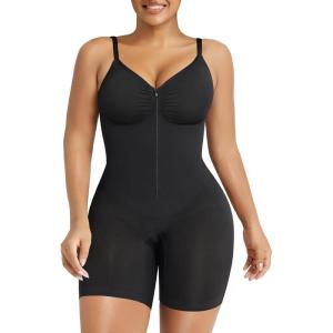 imageSHAPERX Womens Shapewear Bodysuit Tummy Control Seamless ZipUp Sculpting Body Shaper Medium CompressionBlack Shorts