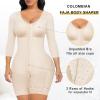 imageSHAPERX Womens Fajas Colombianas Shapewear Postpartum Tummy Control Arm Slimming Full Body Shaper with Zipper CrotchBeige