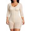 imageSHAPERX Womens Fajas Colombianas Shapewear Postpartum Tummy Control Arm Slimming Full Body Shaper with Zipper CrotchBeige