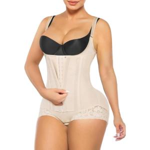 imageSHAPERX Womens Fajas Colombianas Shapewear Postpartum Tummy Control Body Shaper Butt Lifter BodysuitBeige Upgraded