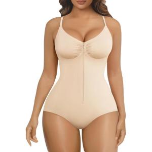 imageSHAPERX Shapewear Bodysuit for Women Tummy Control Seamless ZipUp Body Shaper Waist Snatched Body SuitBeige Brief