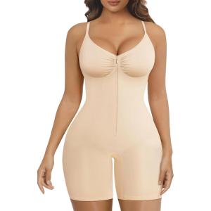 imageSHAPERX Shapewear Bodysuit for Women Tummy Control Seamless ZipUp Body Shaper Waist Snatched Body SuitBeige Shorts