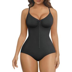 imageSHAPERX Shapewear Bodysuit for Women Tummy Control Seamless ZipUp Body Shaper Waist Snatched Body SuitBlack Brief