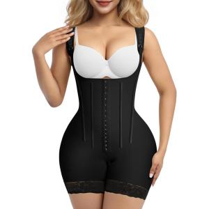 imageSHAPERX Womens Fajas Colombianas Tummy Control Shapewear Postpartum Butt Lifting Body Shaper with Boned SupportBlack Hooks